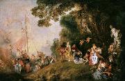 Jean-Antoine Watteau Pilgrimage to Cythera (mk08) Spain oil painting reproduction